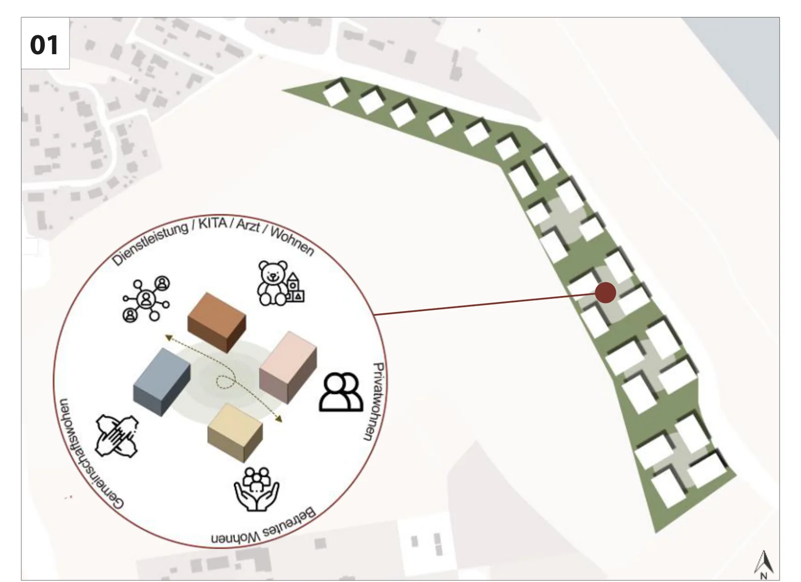 Lageplan und Funktionsmischung Generationswohnen